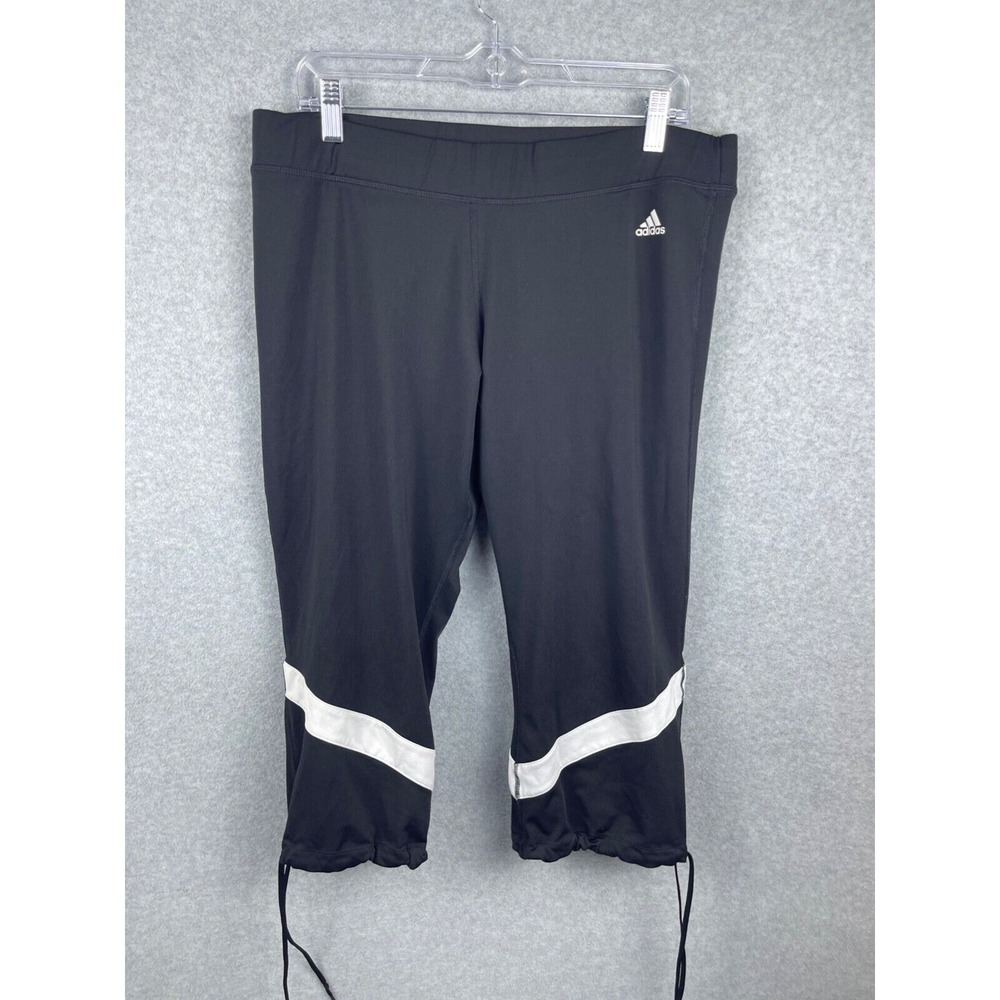 Adidas Bottoms Women's L Black Cropped Tie Legs Yoga Workout